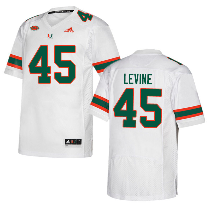 Adidas Miami Hurricanes #45 Bryan Levine College Football Jerseys Sale-White - Click Image to Close